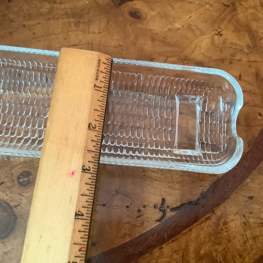 4 Vintage  Corn On Cob Clear Glass Footed Dishes highly detailed kernel pattern - Picture 5 of 6